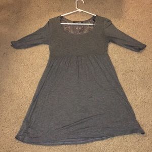 Grey cotton dress with lace back detail